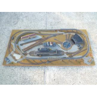 ジオラマ鉄道模型 完成品 街並み 駅 扇形車庫など 約92×183×16㎝の買取り品の画像